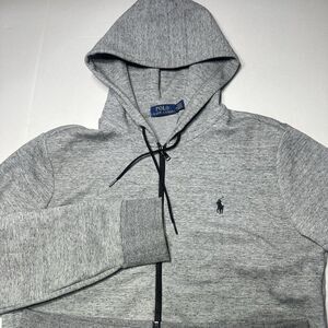 Polo Ralph Lauren Full Zip Hoodie Sweatshirt Gray Pony Black Size Medium